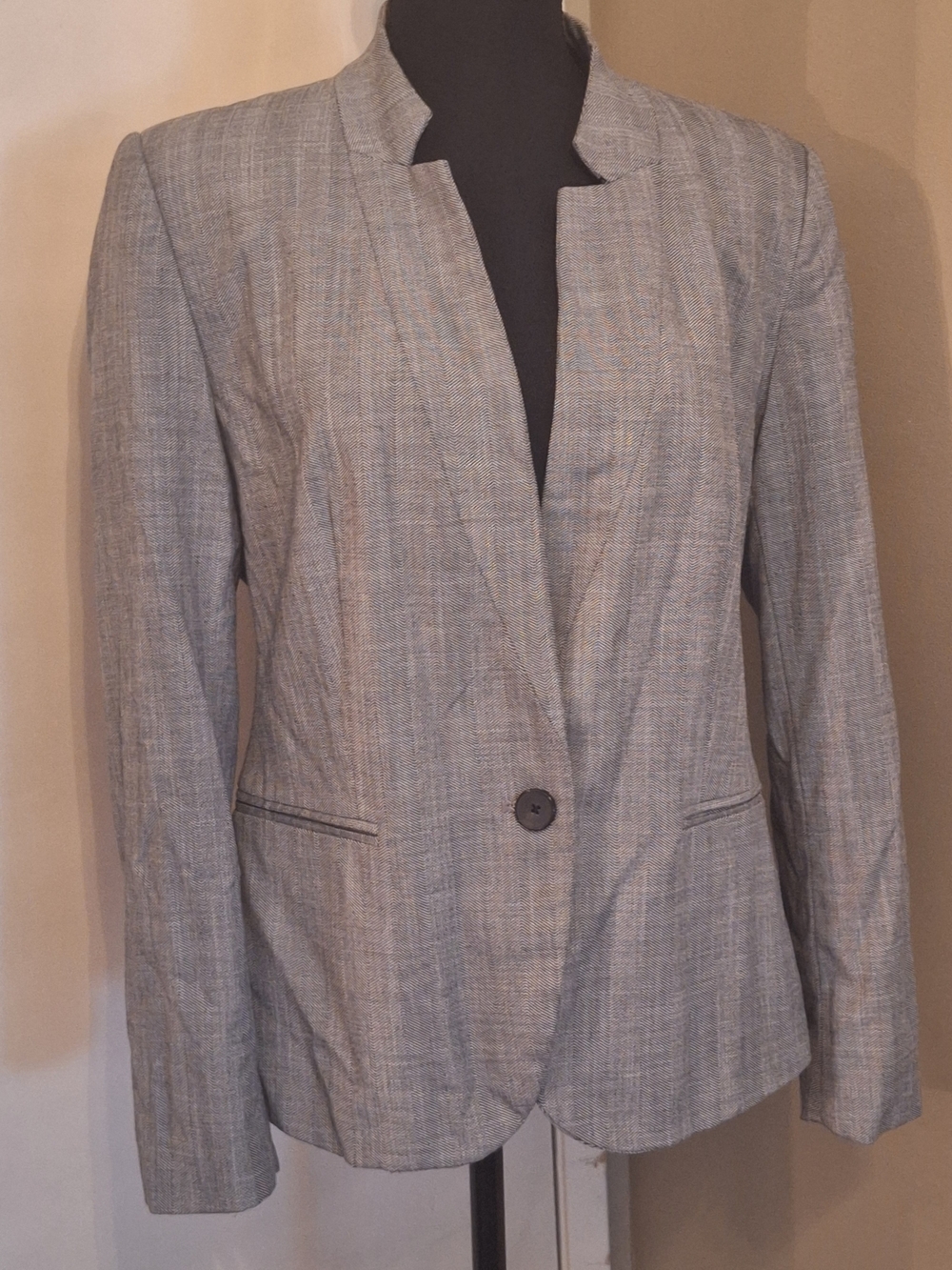 Zara Classic Women's Gray Single-Button Blazer 10